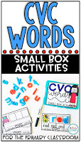 CVC Words: Small Box Activities is an easy to prep, purposeful activity, that is perfect for little hands. It can be used for morning work, a literacy center, early finisher work, etc. Any type of manipulative can be used for this activity, including but not limited to counters, coins, or erasers.