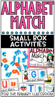 This freebie alphabet match center is an easy to prep, purposeful activity, that is perfect for little hands. It can be used for morning work, a literacy center, early finisher work, etc. Any type of manipulative can be used for this activity, including but not limited to counters, coins, or erasers.