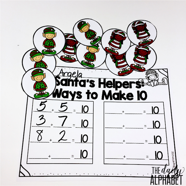 Do your students need more practice in ways to make the number 10? Santa’s Helpers provide holiday themed practice for your students. There are two activities that students can utilize to practice this skill. 