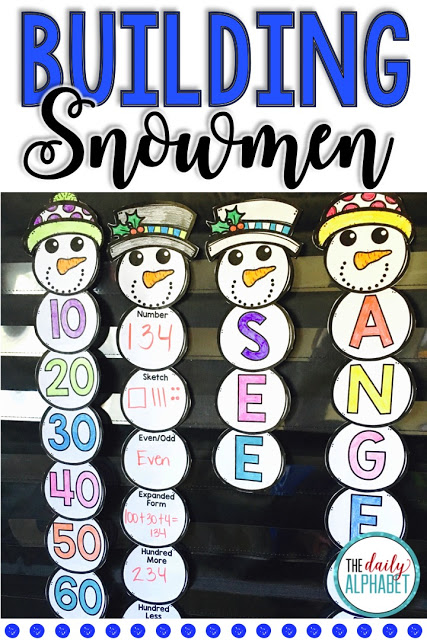 Building Snowmen allows students to complete a craft and to practice their literacy and numeracy skills.
