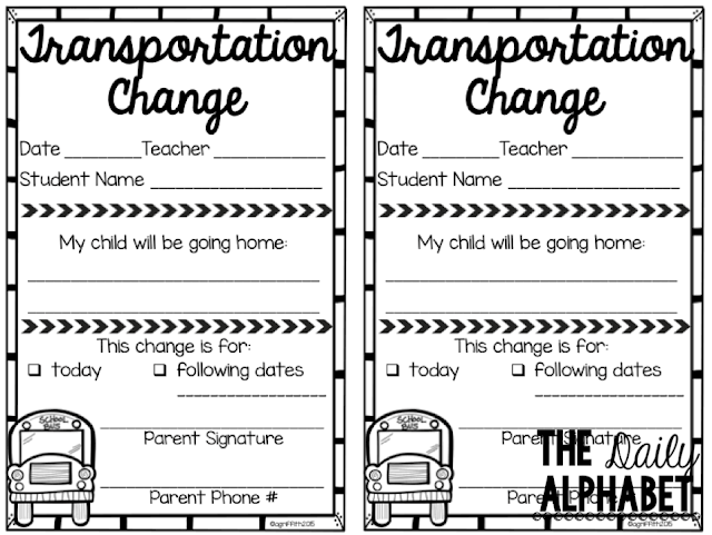Dismissal time on the first day of school can be stressful! Check out this tried and true way of keeping track of transportation changes!