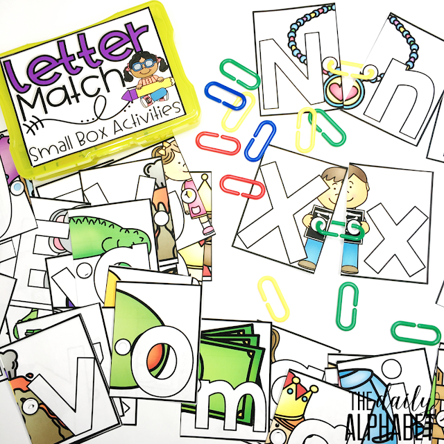 Easy to prep activity where students will begin practicing letter recognition and matching in no time! I love that it also sneaks in fine motor skills as well!