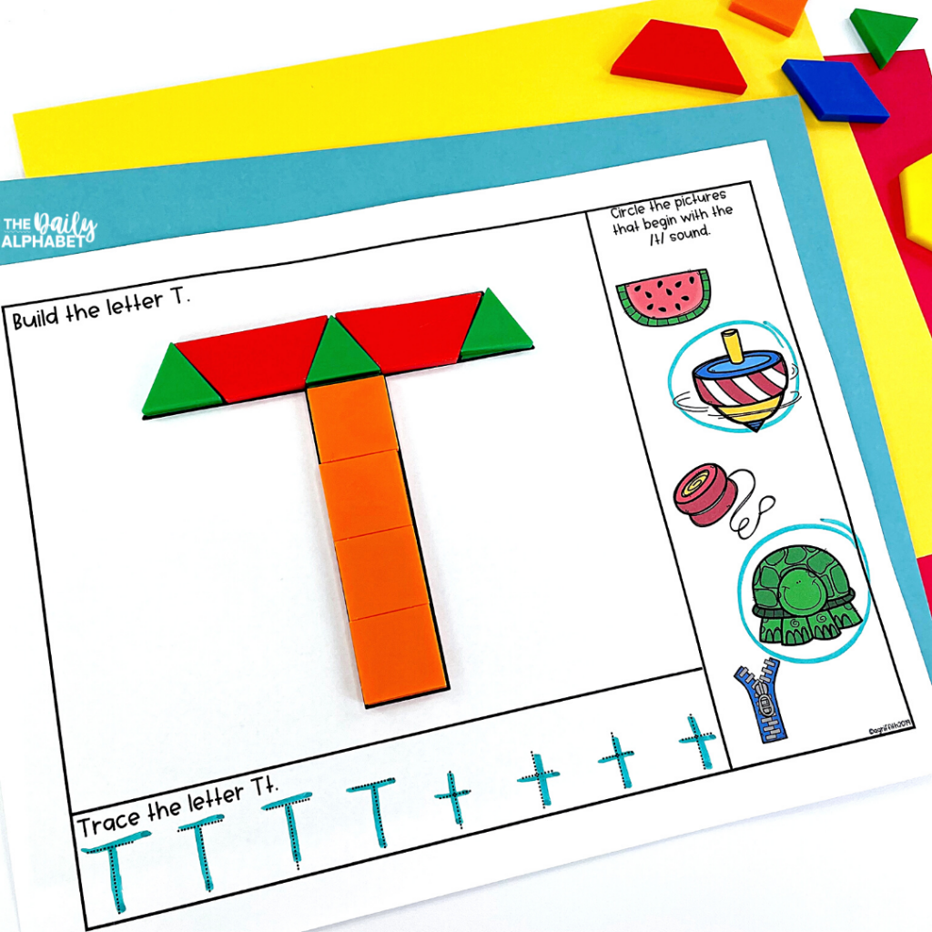 Pattern blocks to promote letter recognition