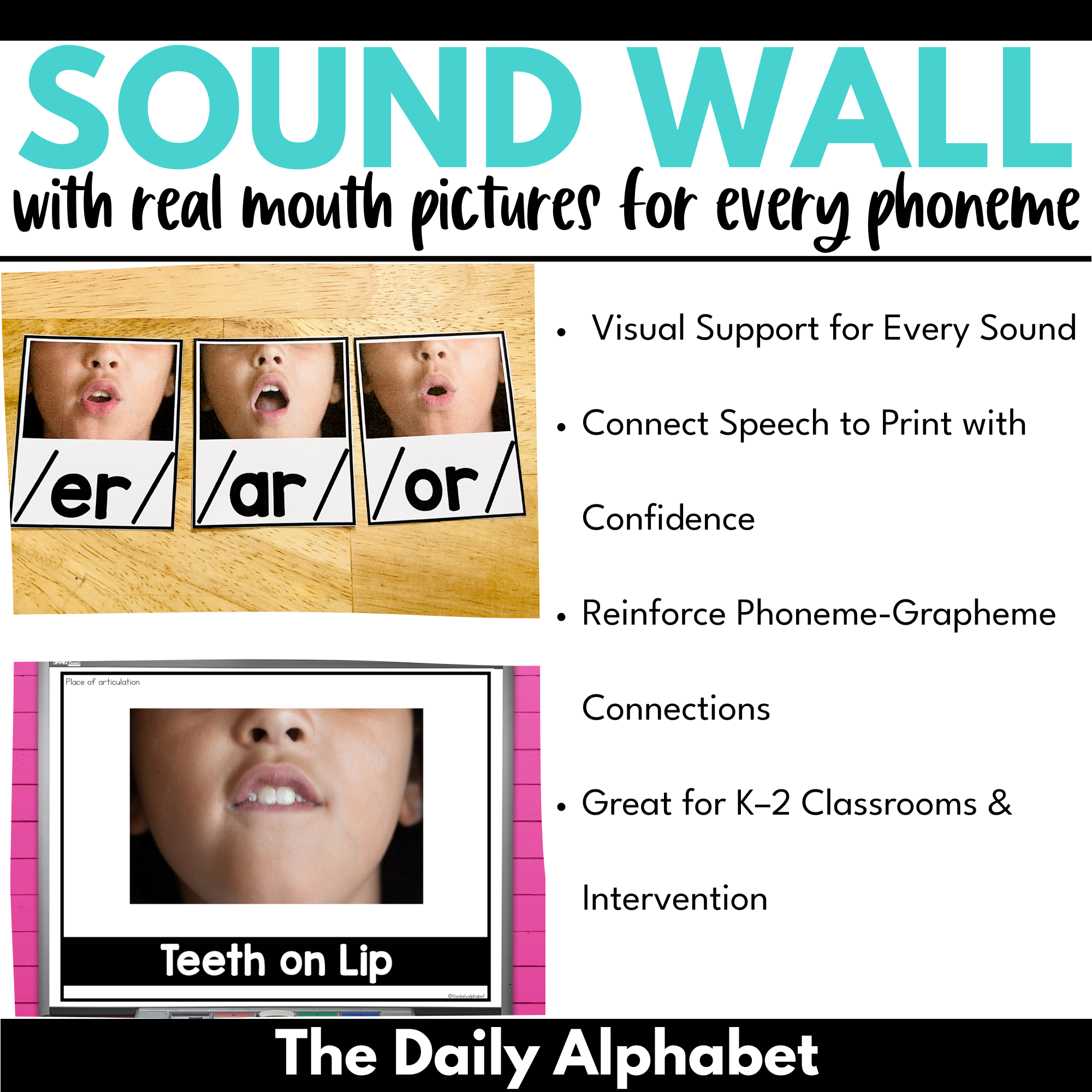 Sound Wall with real mouth pictures for every phoneme