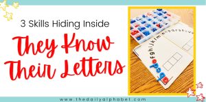 letter recognition, letter naming, letter sequencing