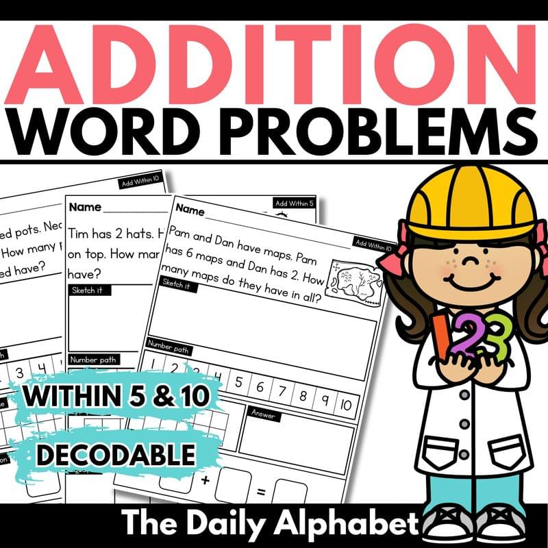 Addition within 5 and 10 word problems adding to 5 and 10 worksheets