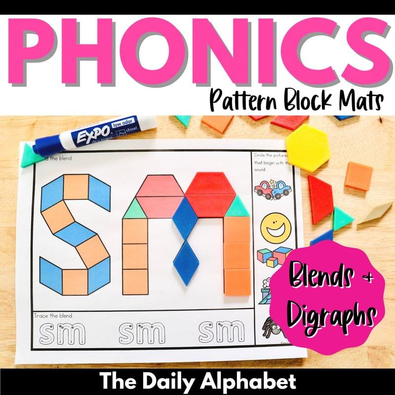 Blends and Digraphs Pattern Block Mats Activities