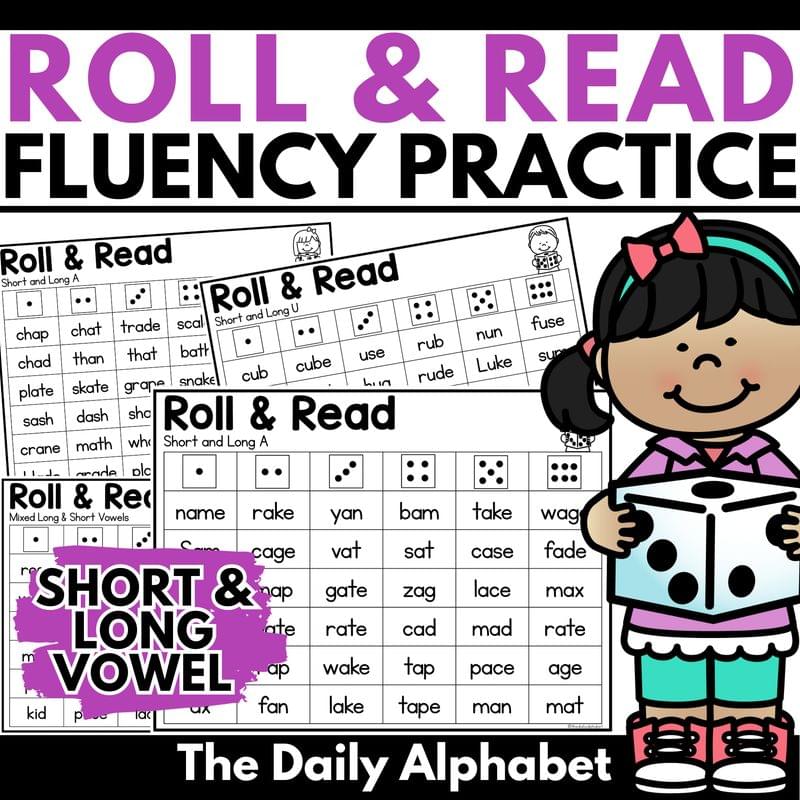 Roll and Read CVC & CVCe Words | short and long vowel phonics practice