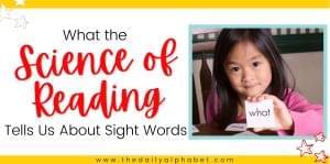 Header image featuring a girl holding up sight words.